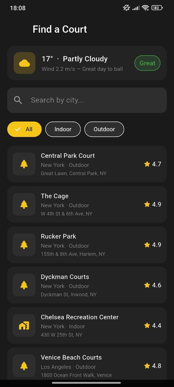 Ecuab Match Tracker home screen