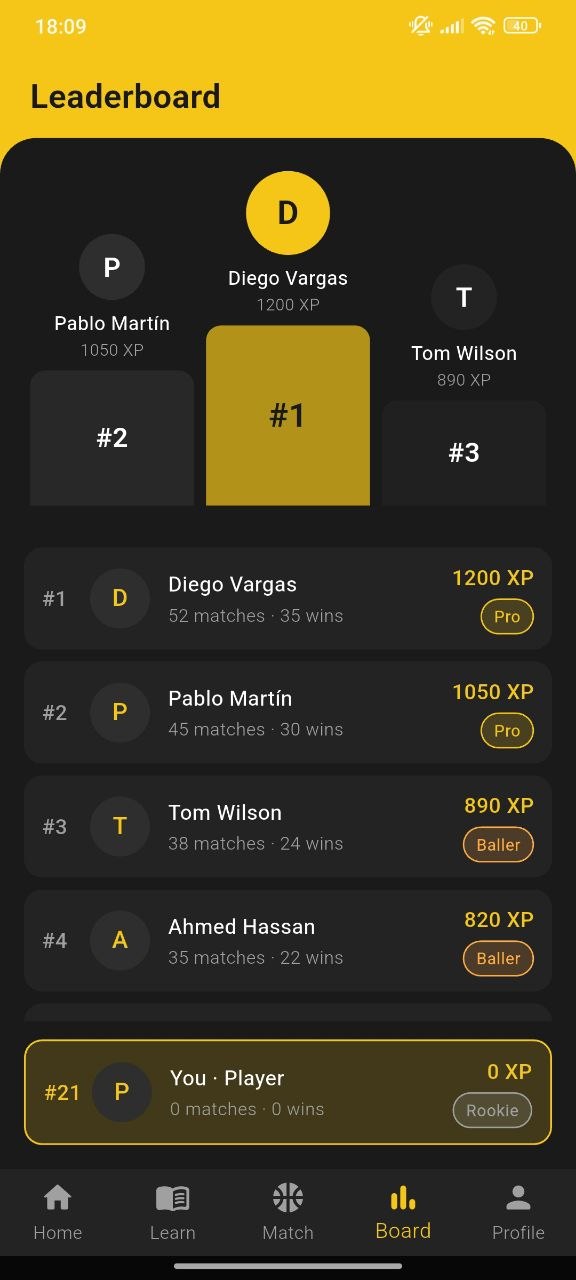 New match screen
